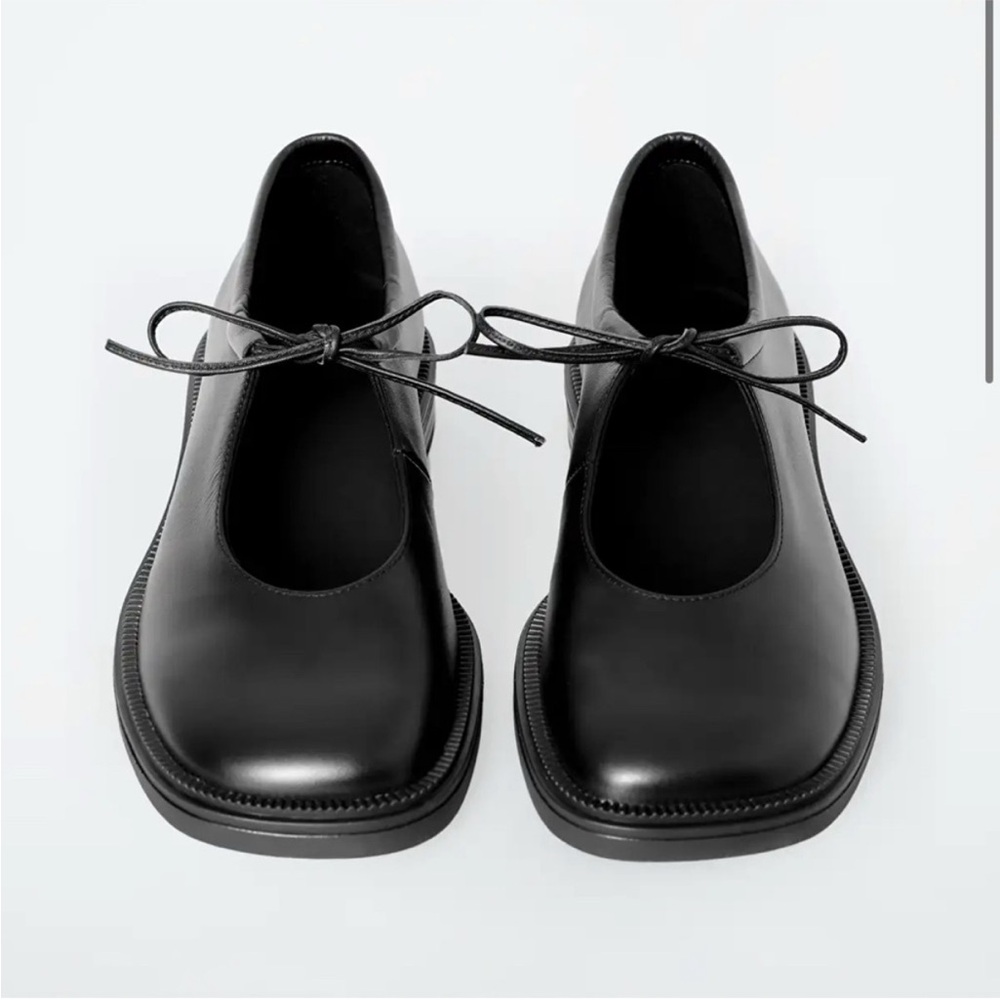 COS Black Chunky Lace-up Mary Janes